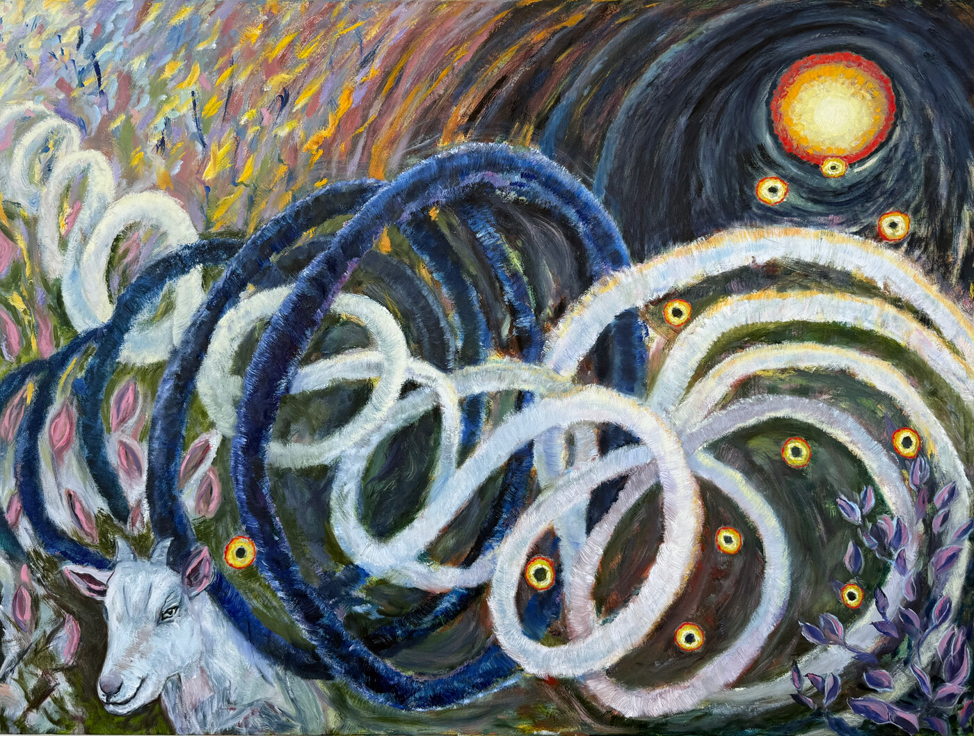 The Goat Has Spoken, oil on canvas painting by Angela Beekers-Uberoi