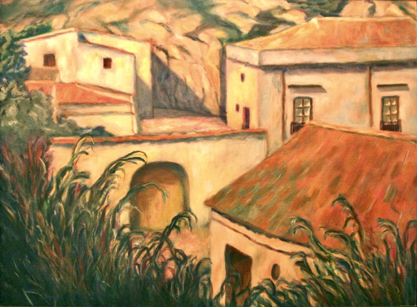 Italian Farm House, oil on canvas painting by Angela Beekers-Uberoi