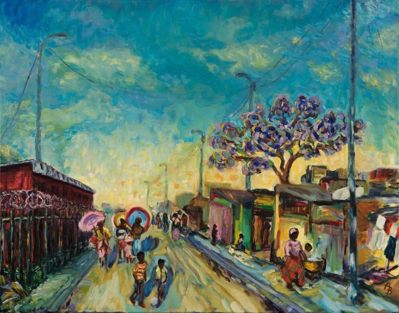 Jacaranda in Bloom, South Africa, oil on canvas painting by Angela Beekers-Uberoi