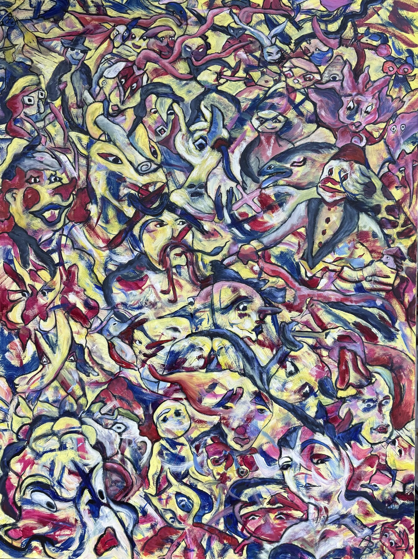 Parade, oil and acrylic on canvas painting by Angela Beekers-Uberoi