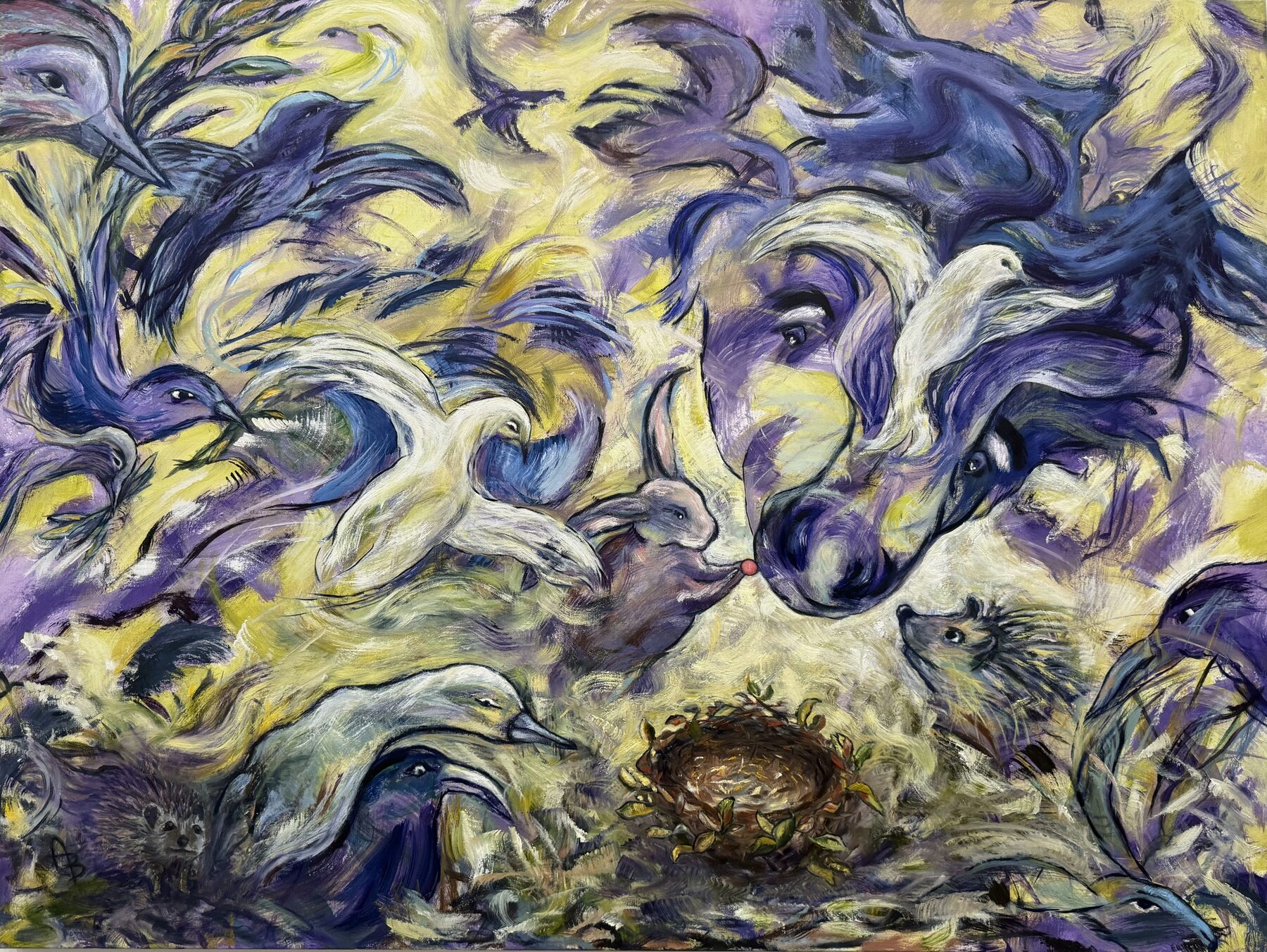 Pink Marble, oil and acrylic on canvas painting by Angela Beekers-Uberoi