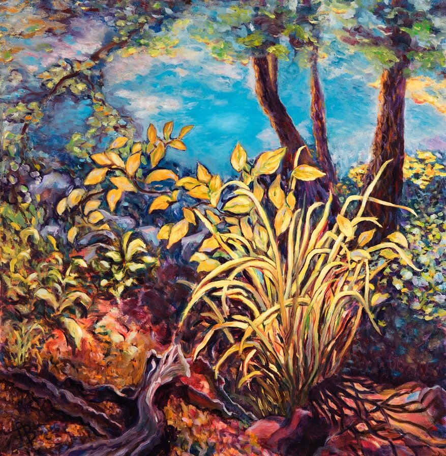 Tuft of Grass, oil on canvas painting by Angela Beekers-Uberoi