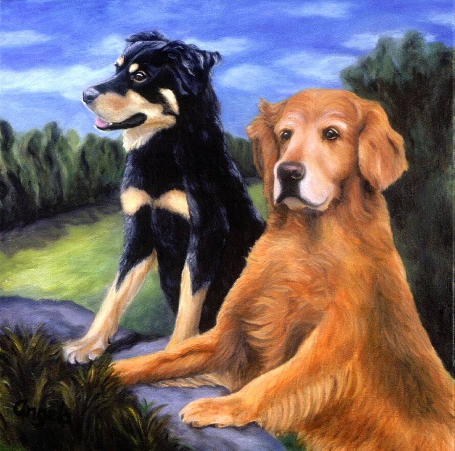 Jake & Sailor, oil on canvas painting by Angela Beekers-Uberoi